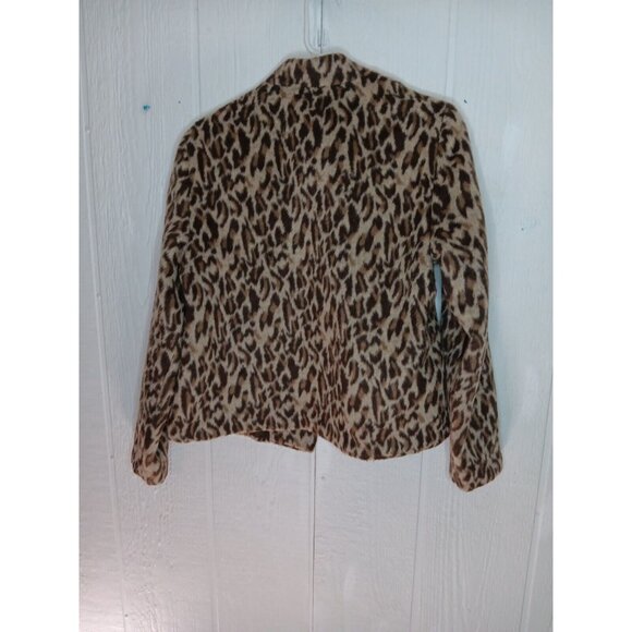NWT Chicos Sz 1 Fierce Faux Fur Ekimma Jacket Leopard Brown Tan Rocky Mt Taupe - Picture 7 of 10